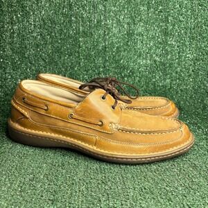 Hunters Bay Leather Boat Shoes Waterproof Casual Loafers Tan Mens Size 12 Wide